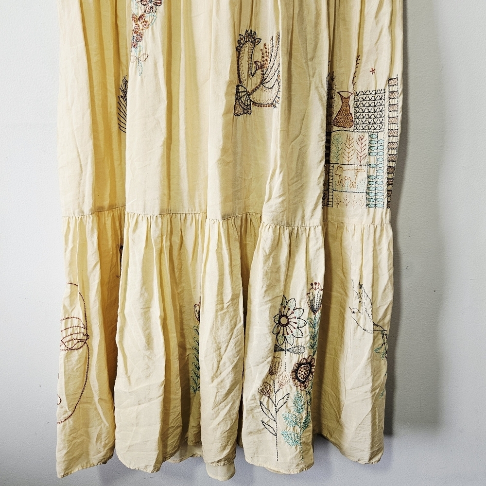 Zara Limited Edition Embroidered Dress Size M Butter Yellow Floral Short Sleeve - Picture 6 of 9